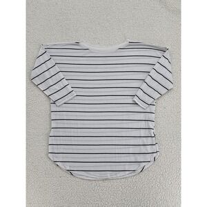 JUST be Women Size S White Black Striped 3/4 Sleeve Casual Top Tunic